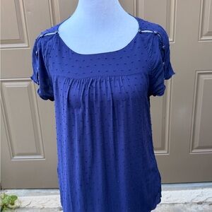 Anthropologie
Maeve Button Sleeve Swiss Dot Scallop Hem blouse